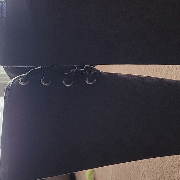 Coach Signature Collection Black Jacquard Back Lace Up Rain Boots - Picture 3 of 4